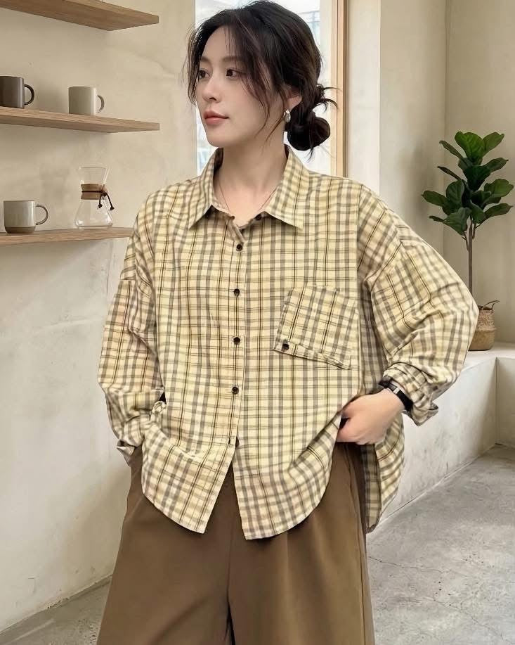 เสื้อเชิ้ตคอตตอนญี่ปุ่นลายตาราง รุ่น C108