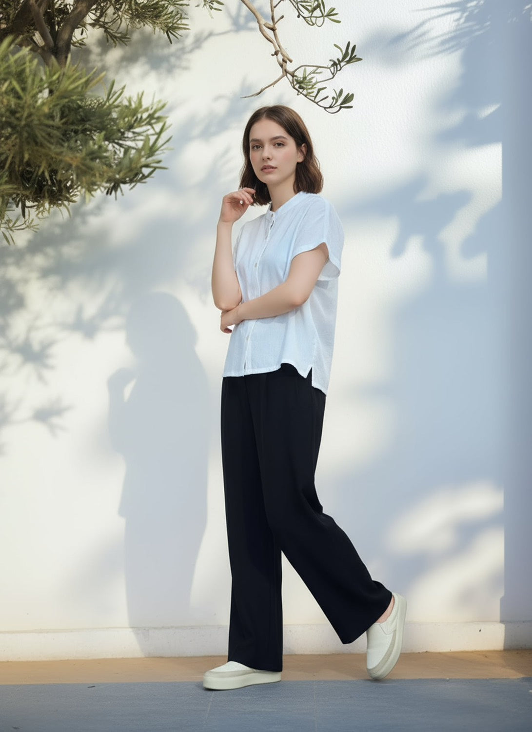 S138_Washer Cotton Mandarin Collar Shirt