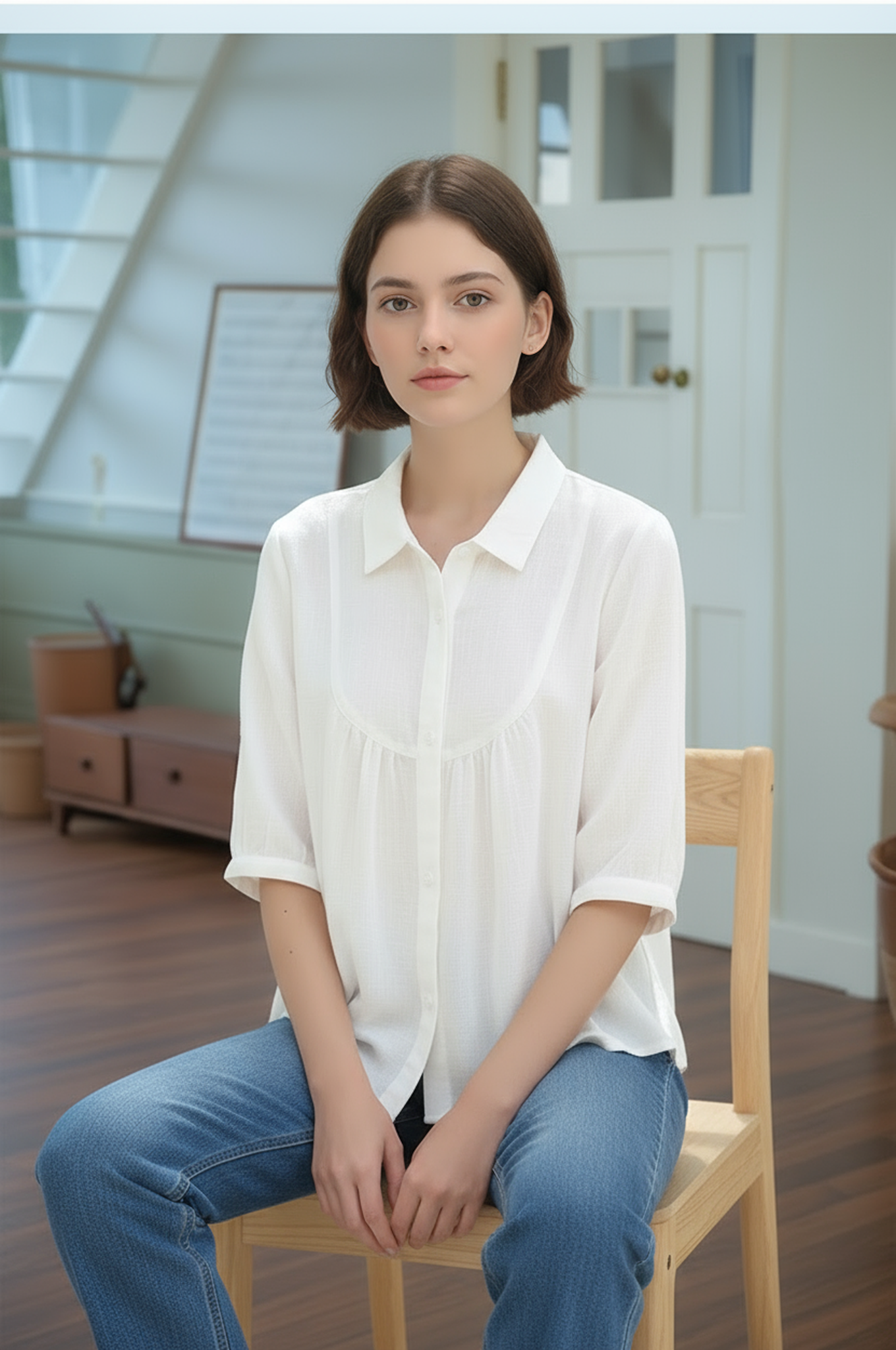 S388_Gathered Yoke Shirt