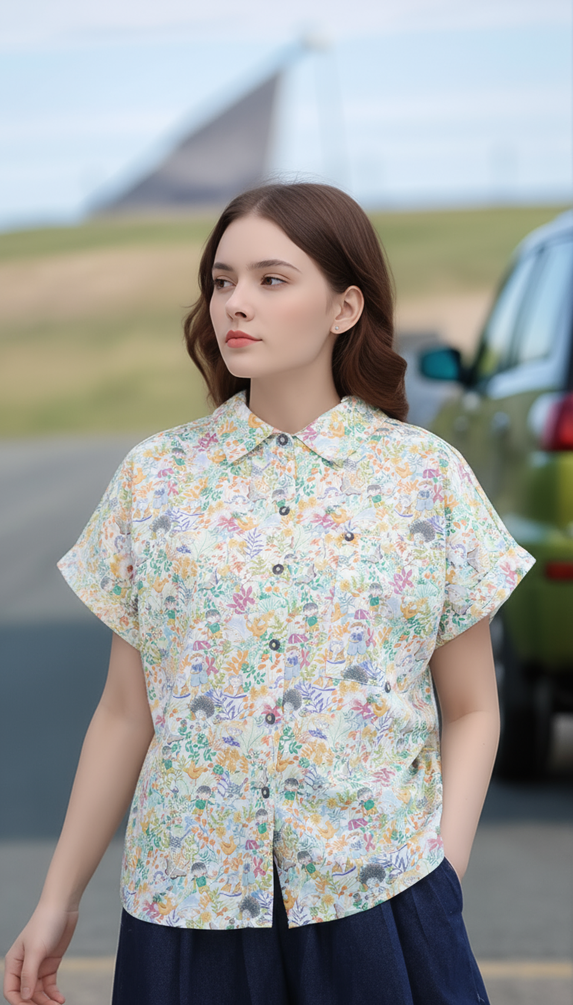 S433_Ditsy Floral Cotton Shirt