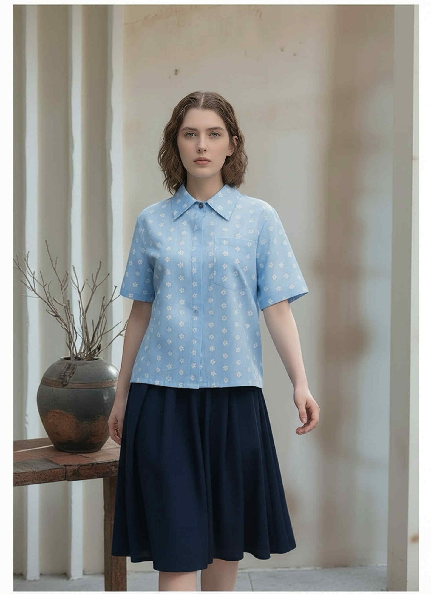 S09_Spring Bloom Cotton Twill Printed Shirt