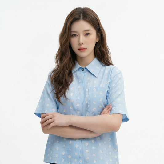 S09_Spring Bloom Cotton Twill Printed Shirt