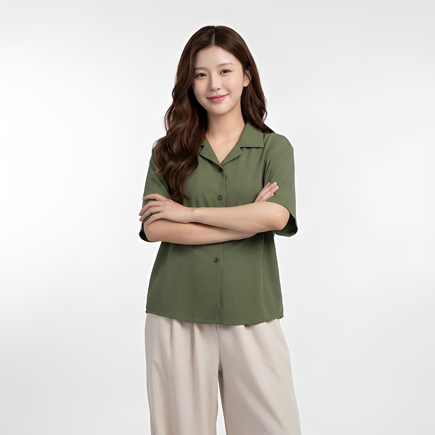 B56_ผ้าวอชเชอร์ทรงมินิมัล ดีไซน์คอปกสุดคลีน