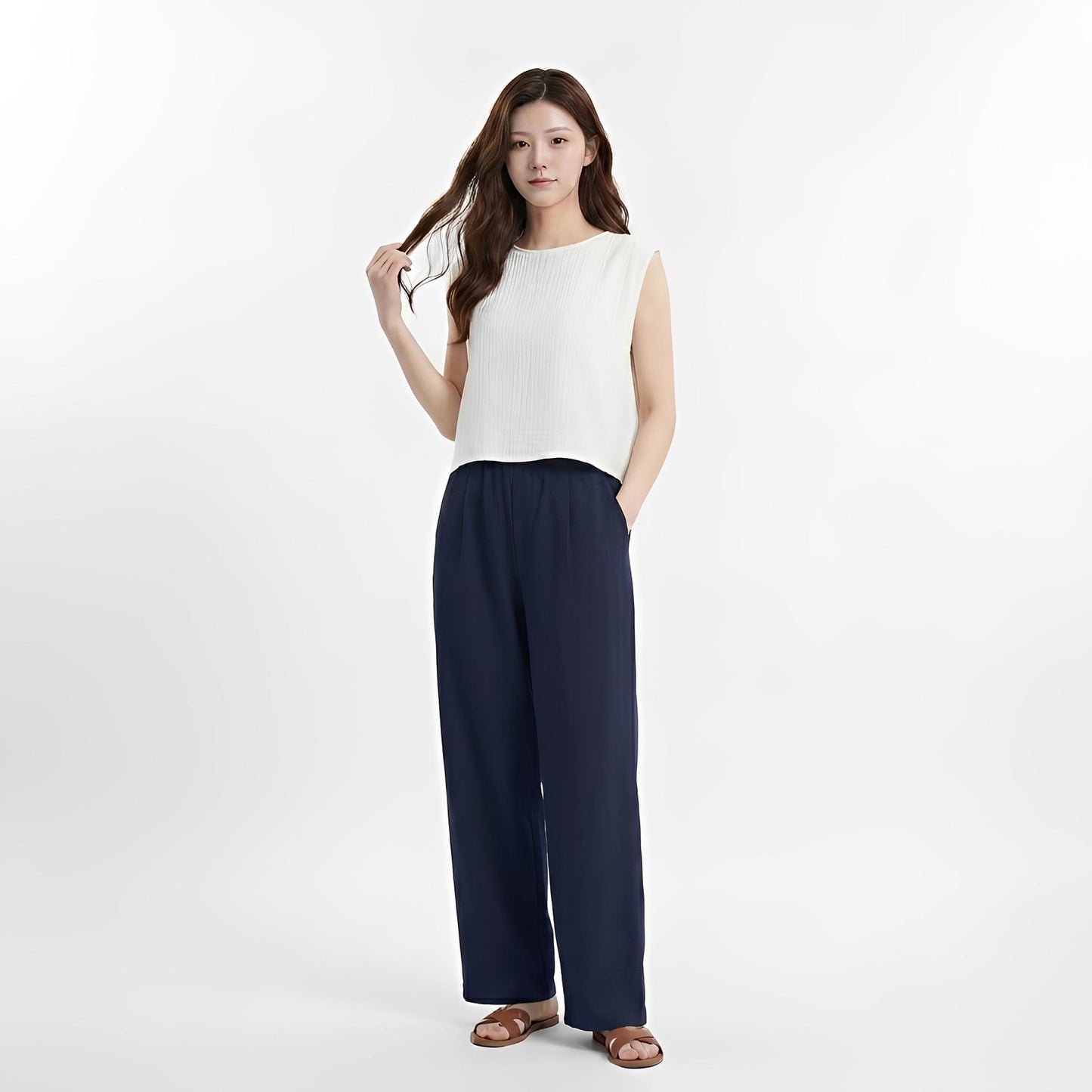 S434_Calm Air Double Gauze Cotton Sleeveless Top - PALIN2559