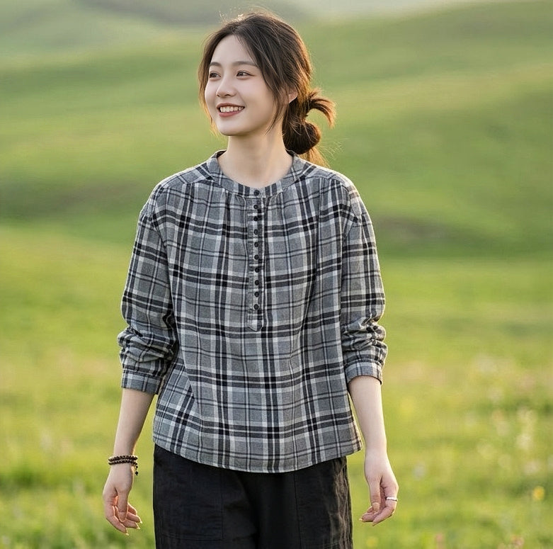 เสื้อคอจีนผ้าสาลูญี่ปุ่นกระดุมครึ่งตัว รุ่น 131