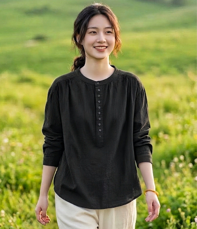เสื้อคอจีนผ้าสาลูญี่ปุ่นกระดุมครึ่งตัว รุ่น 131
