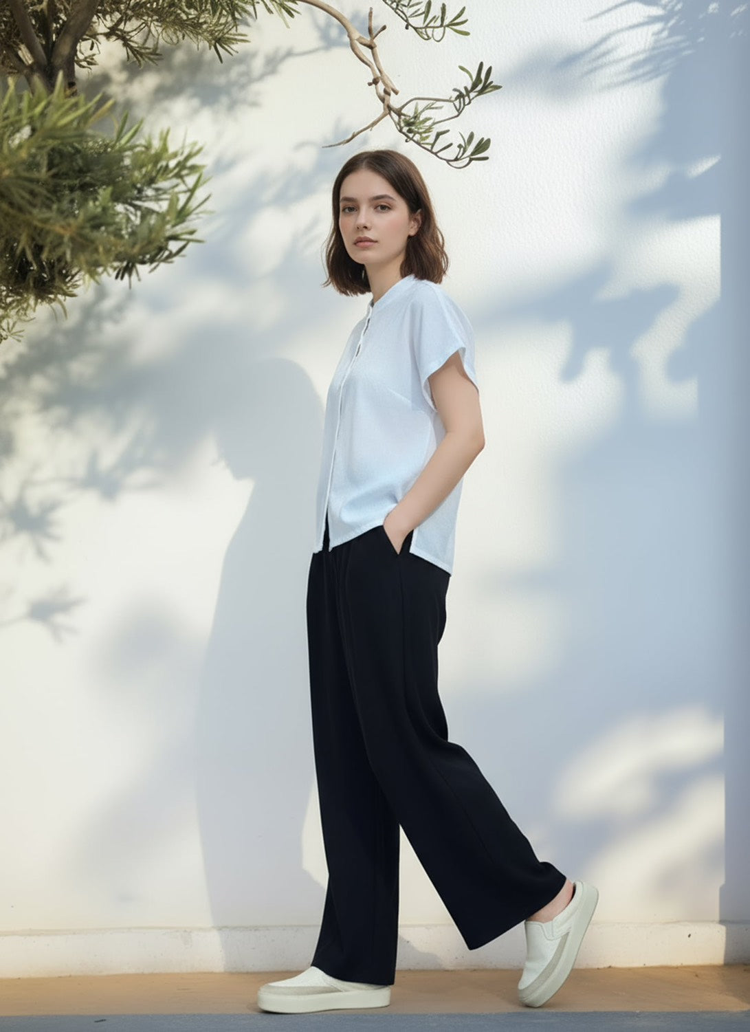 S138_Washer Cotton Mandarin Collar Shirt