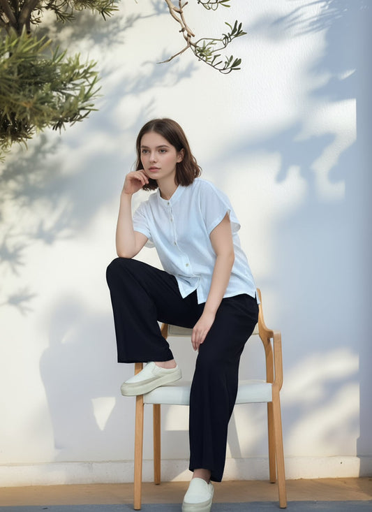 S138_Washer Cotton Mandarin Collar Shirt