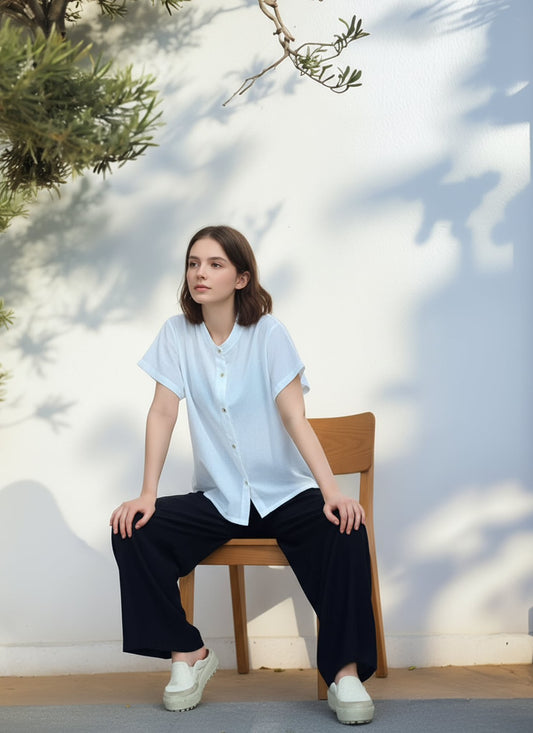 S138_Washer Cotton Mandarin Collar Shirt