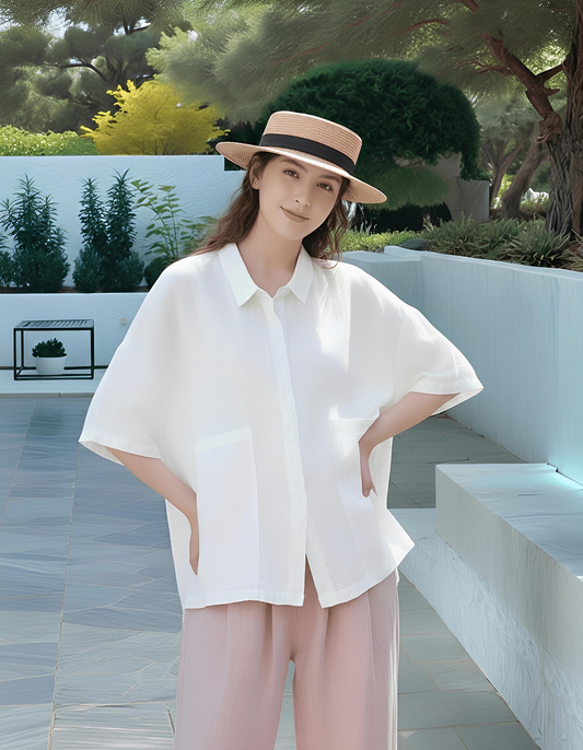 S372_Slow Breeze Oversized Cotton Shirt - PALIN2559