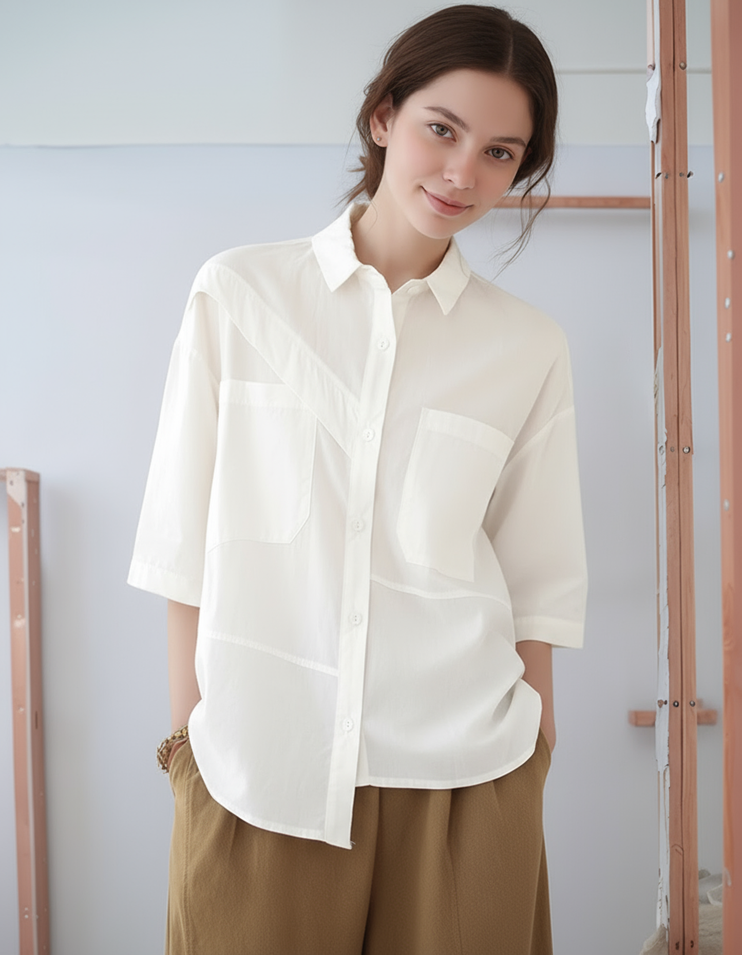 S389_Asymmetrical Yoke Shirt