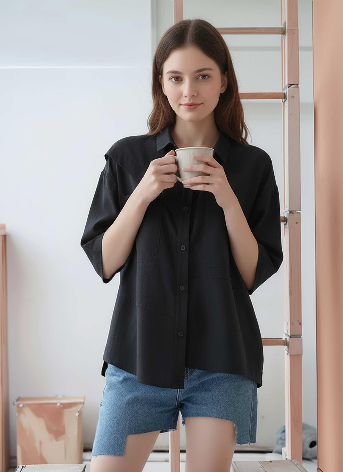 S389_Asymmetrical Yoke Shirt