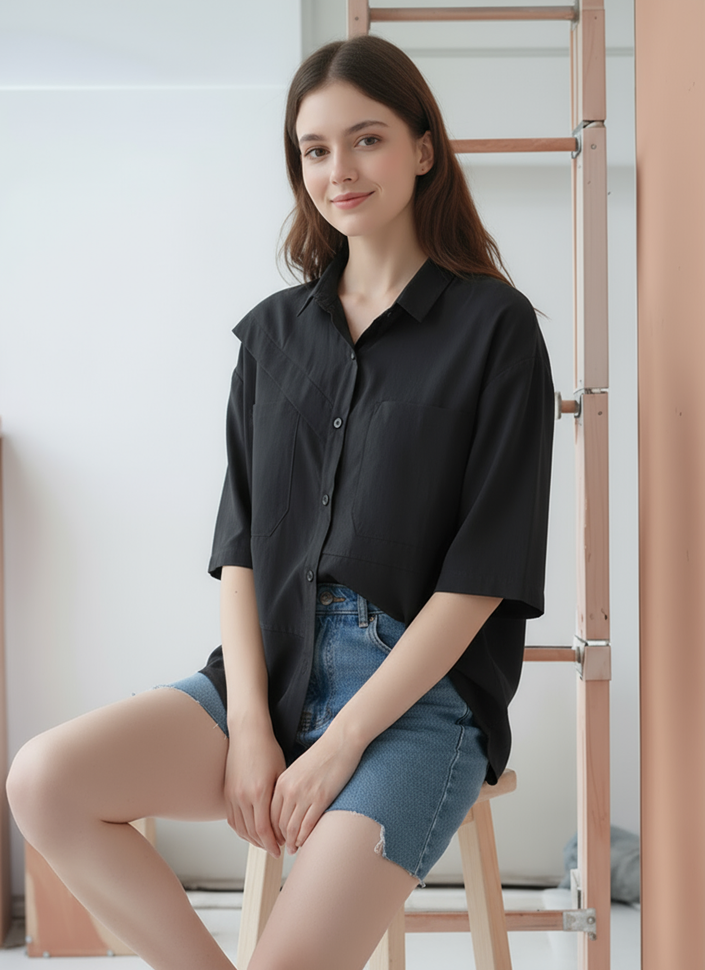 S389_Asymmetrical Yoke Shirt