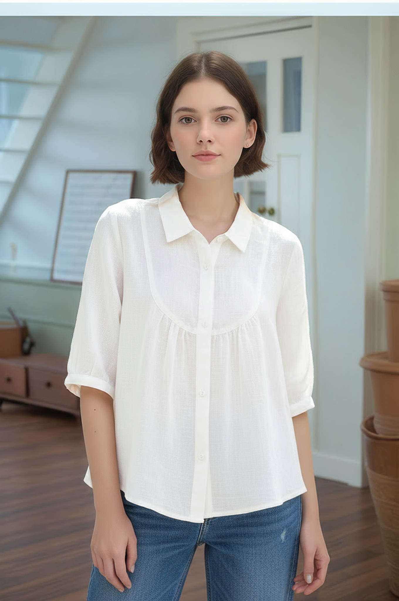 S388_Gathered Yoke Shirt