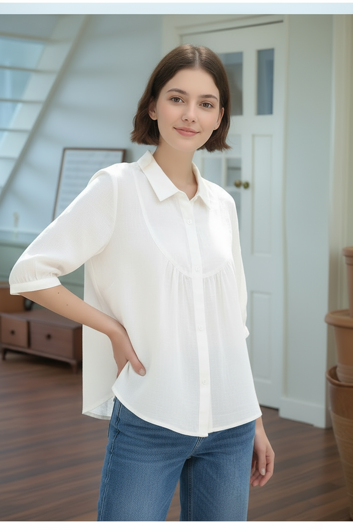 S388_Gathered Yoke Shirt