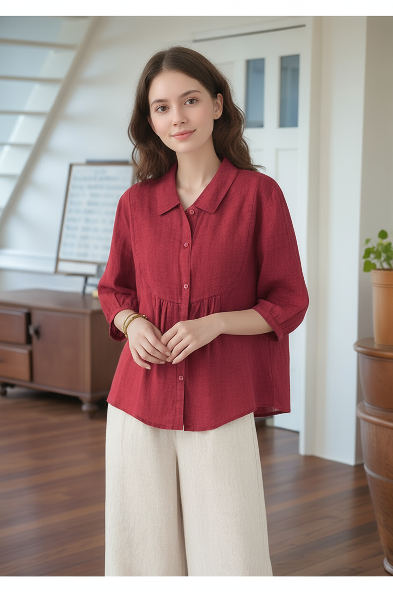 S388_Gathered Yoke Shirt