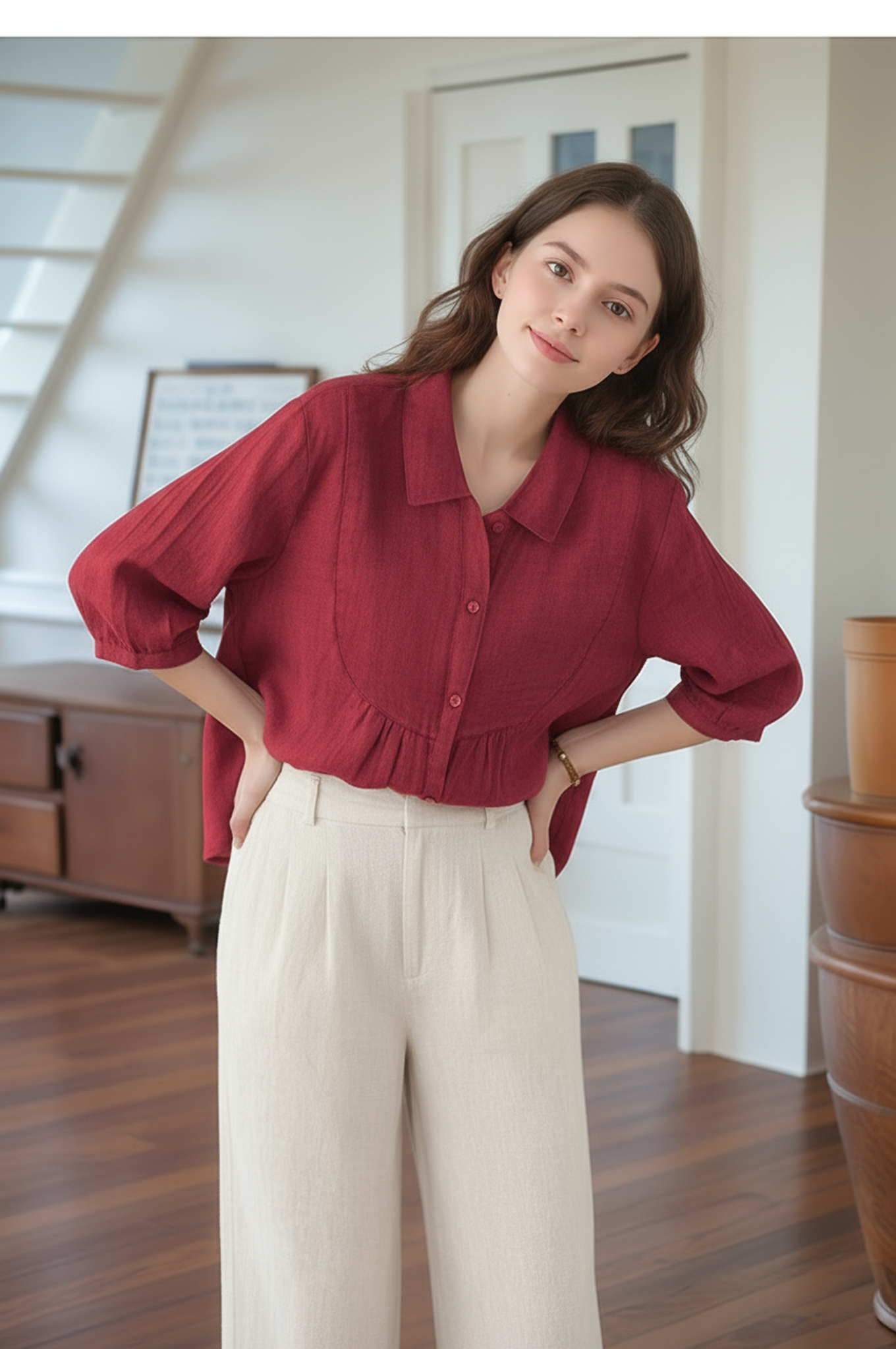 S388_Gathered Yoke Shirt