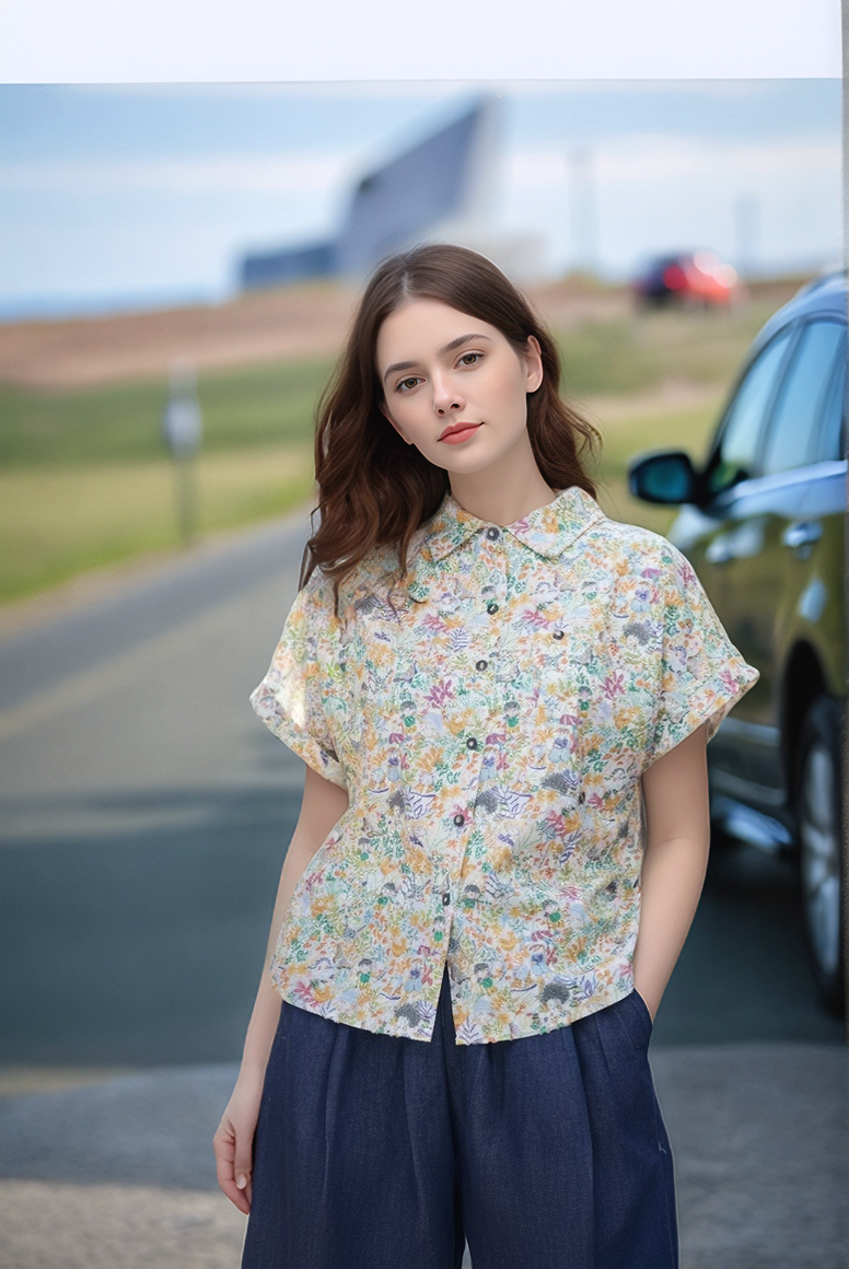 S433_Ditsy Floral Cotton Shirt