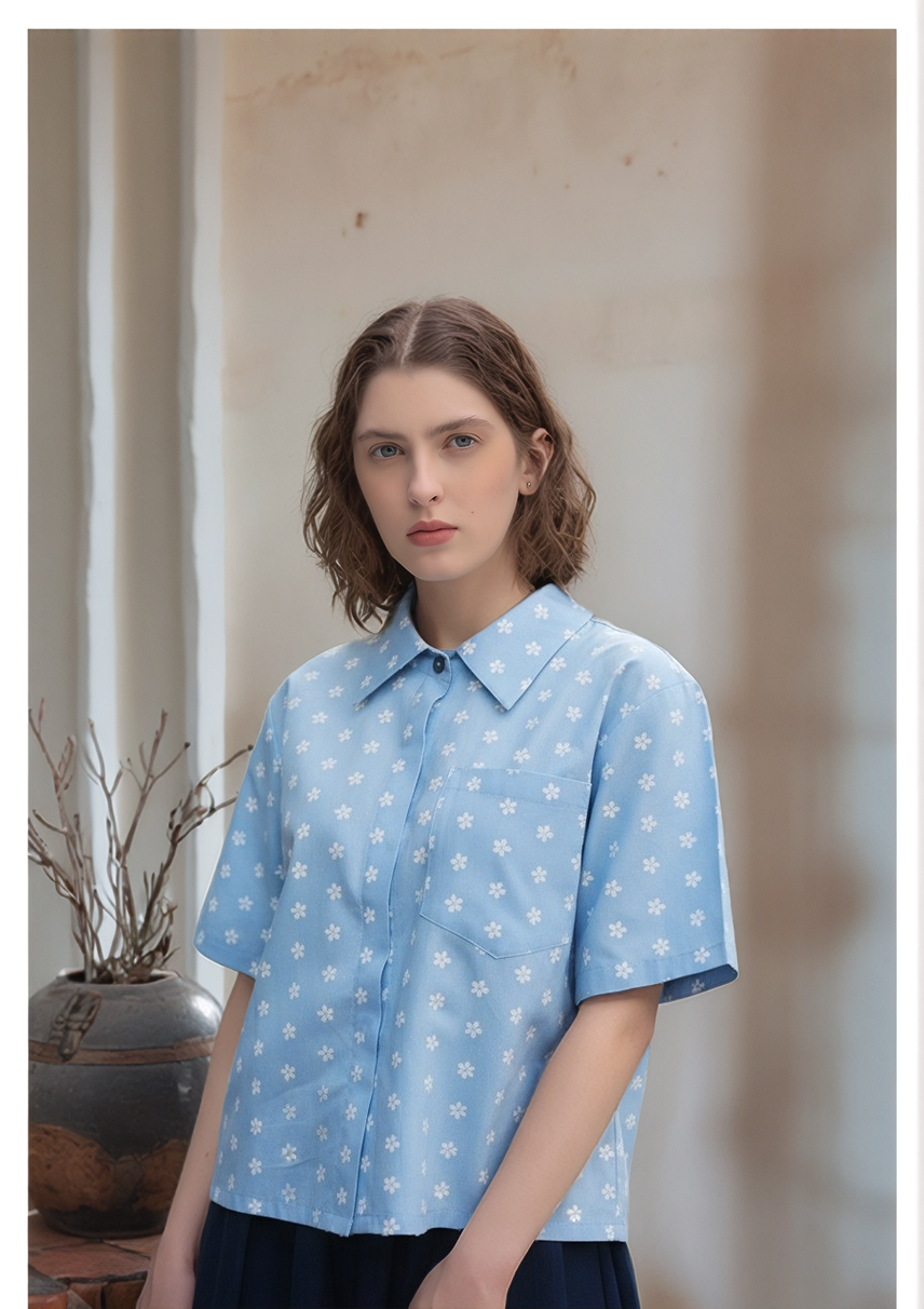 S09_Spring Bloom Cotton Twill Printed Shirt