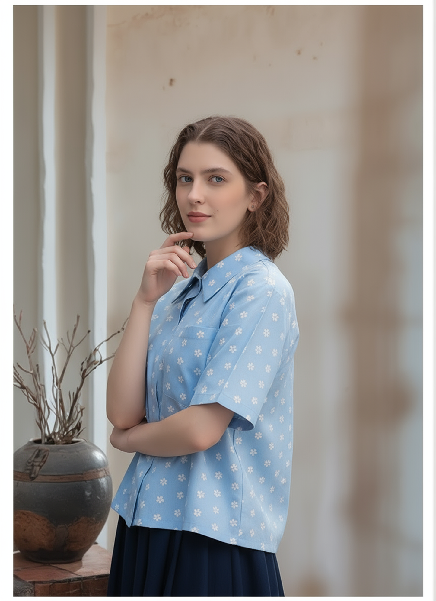 S09_Spring Bloom Cotton Twill Printed Shirt