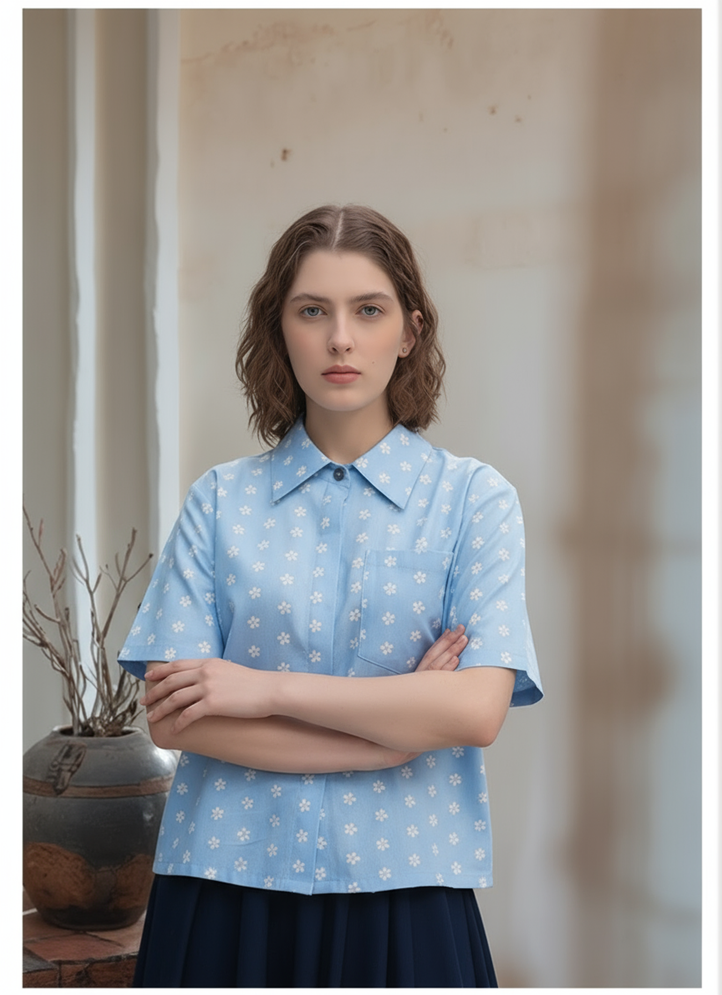 S09_Spring Bloom Cotton Twill Printed Shirt