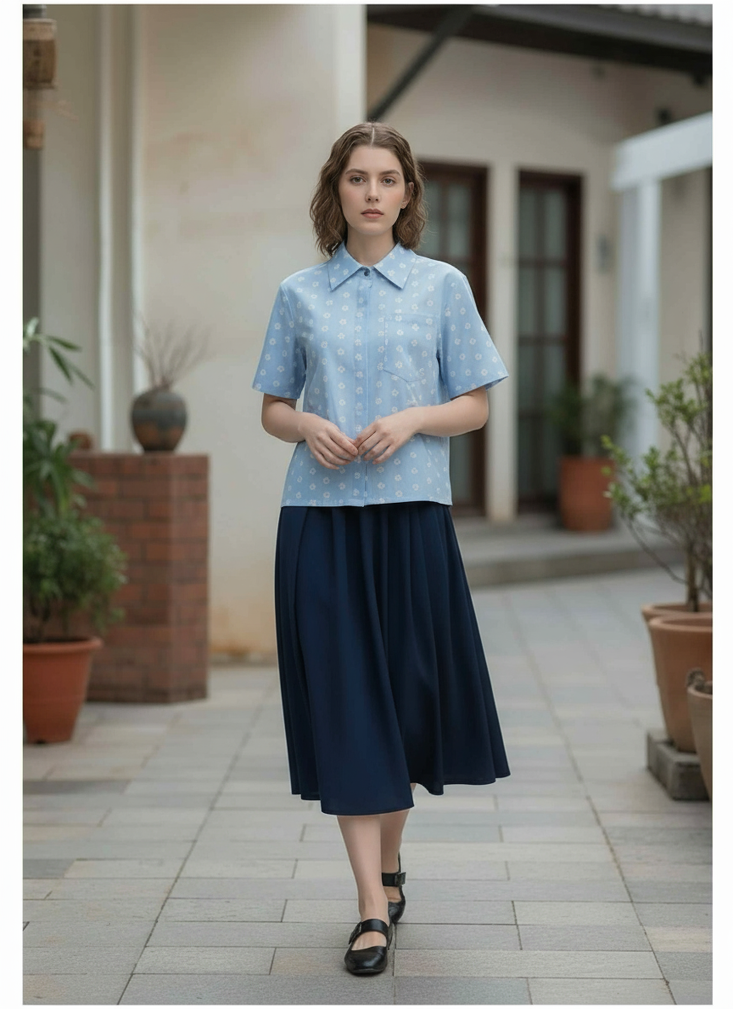 S09_Spring Bloom Cotton Twill Printed Shirt