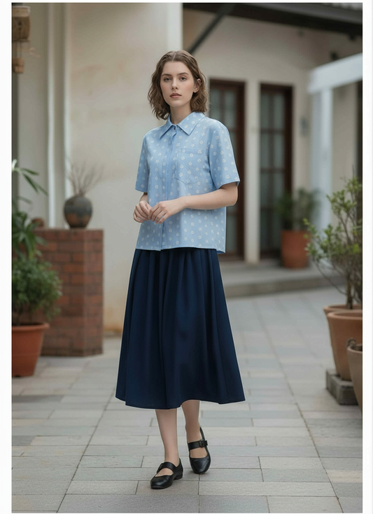 S09_Spring Bloom Cotton Twill Printed Shirt