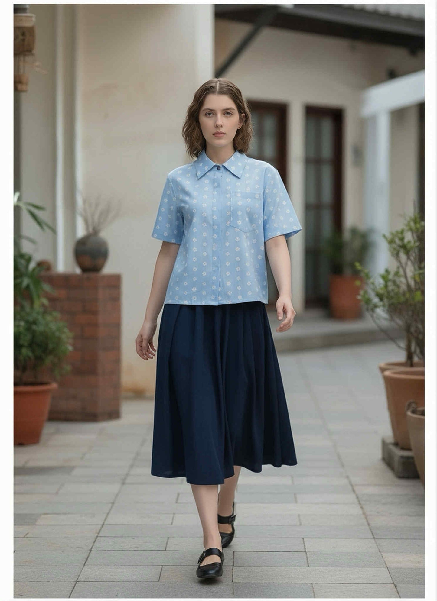 S09_Spring Bloom Cotton Twill Printed Shirt