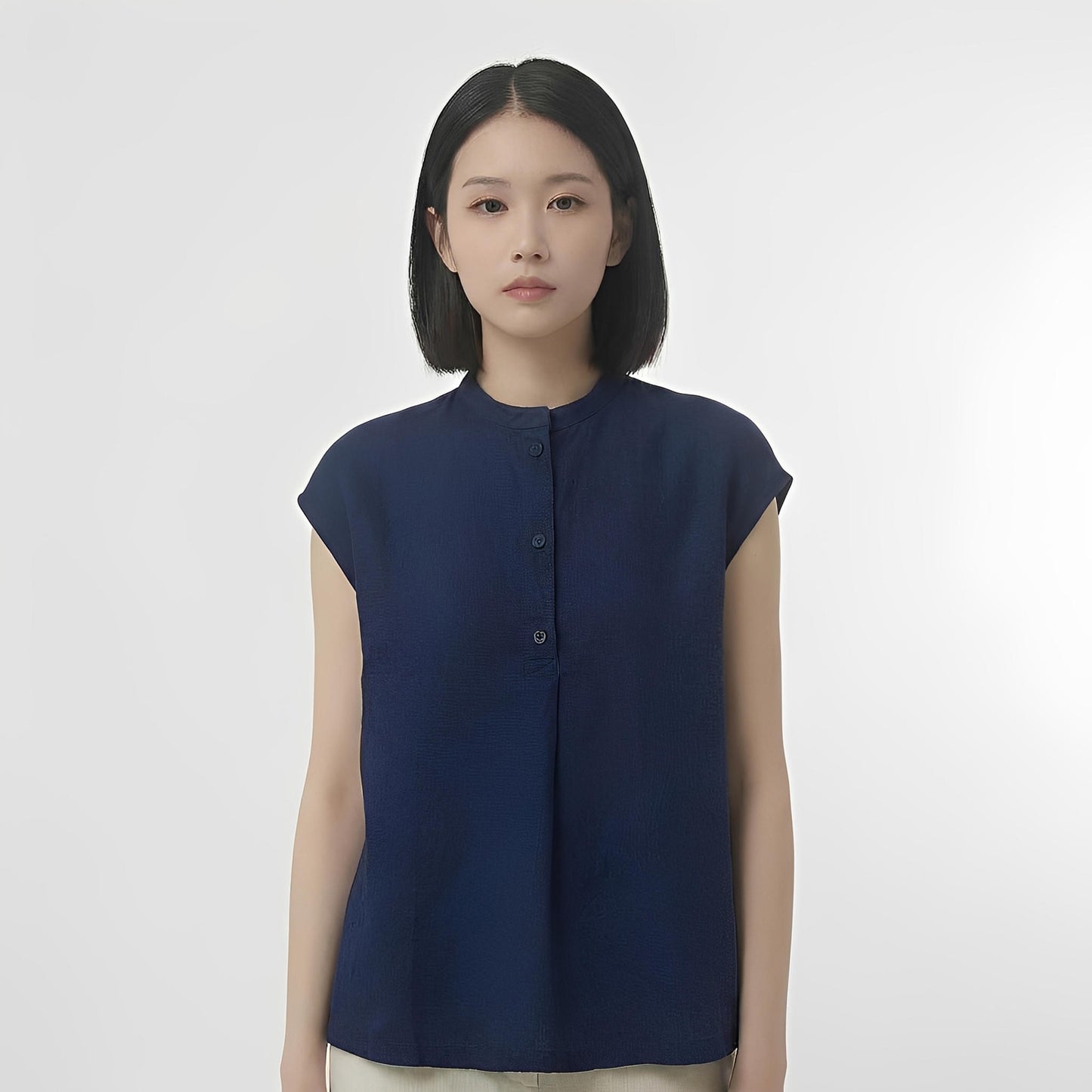 S8_Washer Cotton Mandarin Collar Top – Minimal Calm Edition - PALIN2559