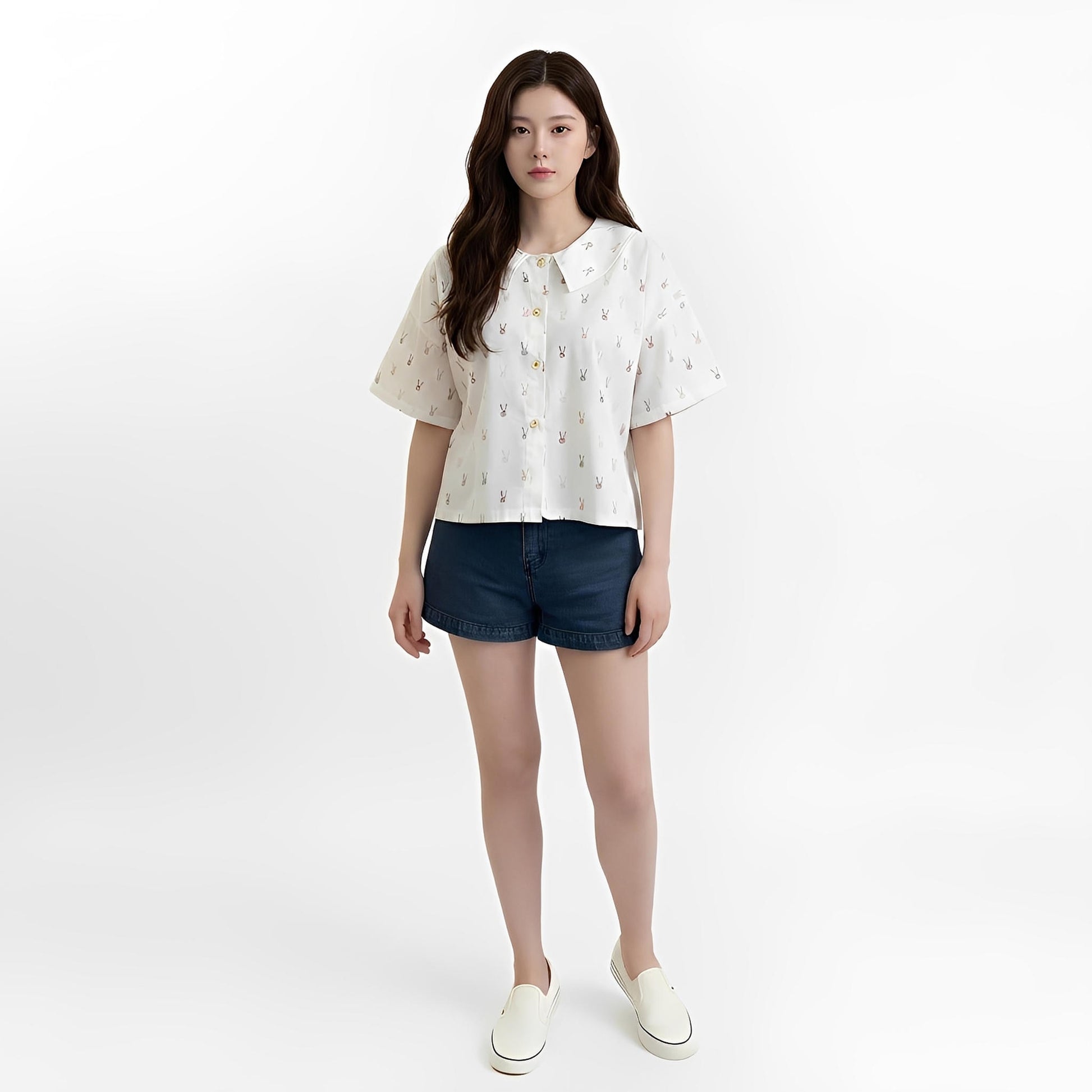 S42_Bunny Garden Cotton Twill Printed Shirt - PALIN2559