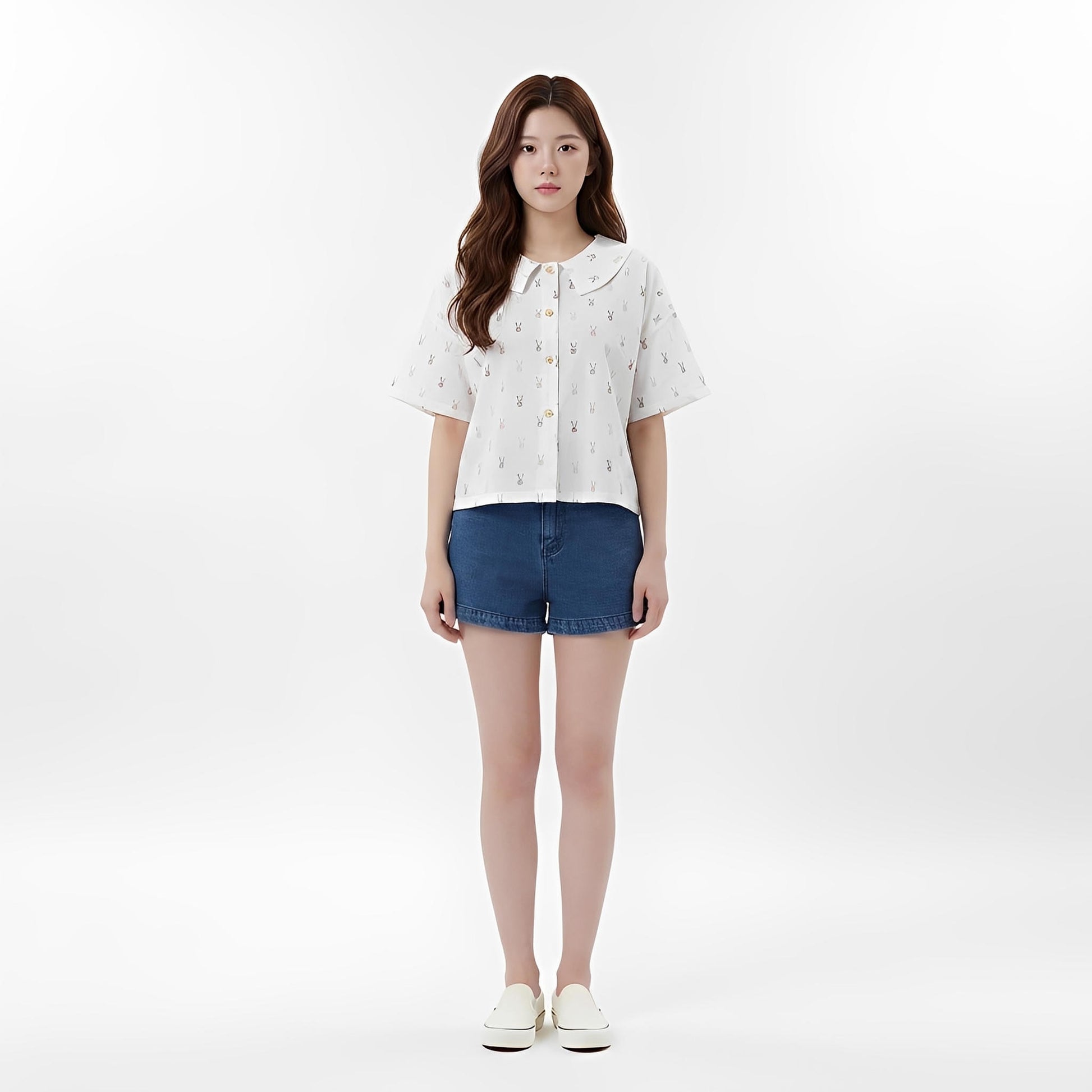 S42_Bunny Garden Cotton Twill Printed Shirt - PALIN2559