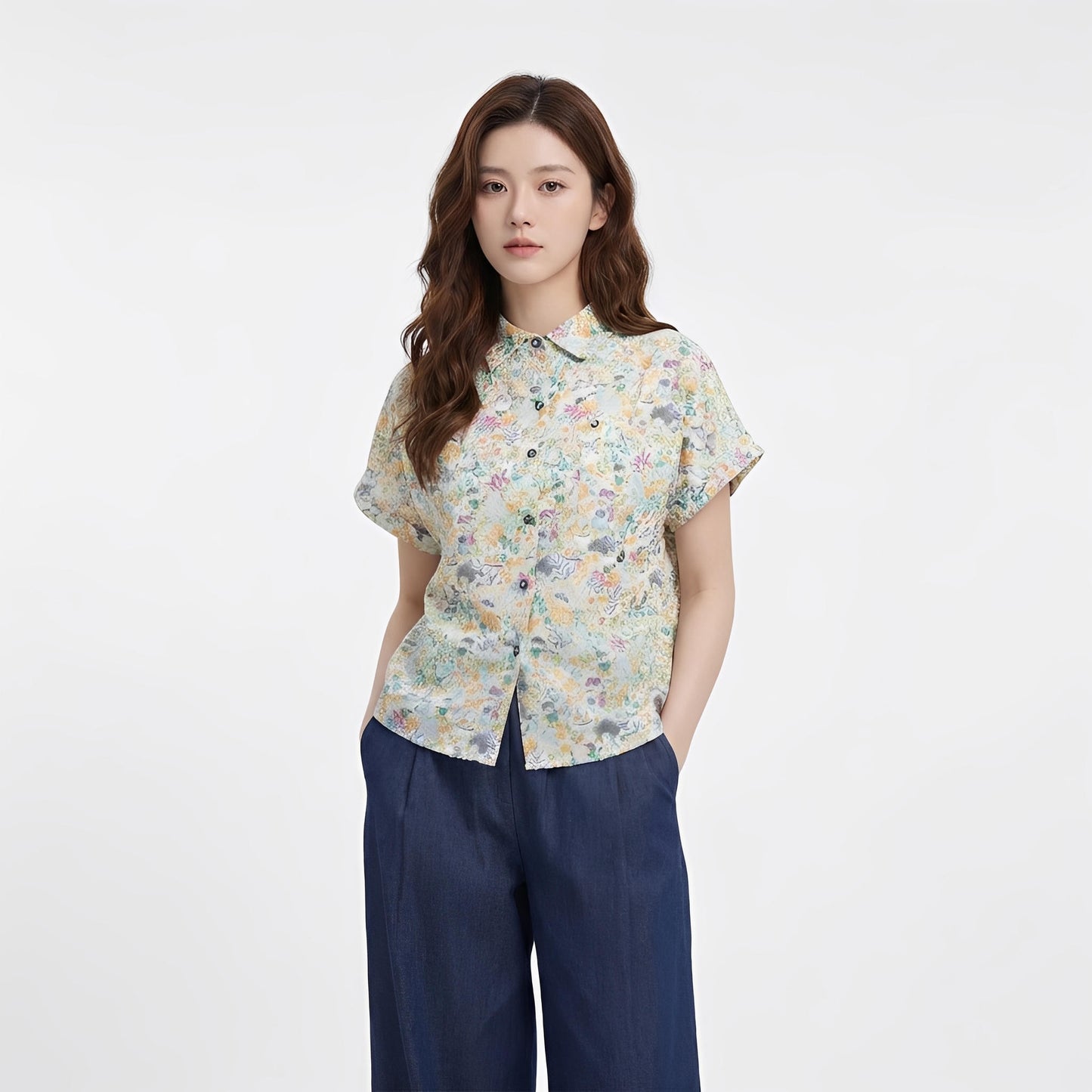 S433_Ditsy Floral Cotton Shirt