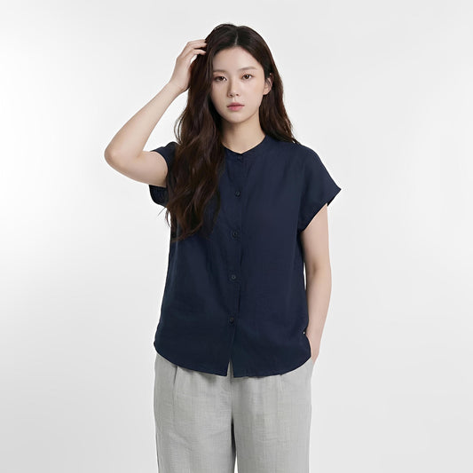 B330_คอตตอนวอชเชอร์เนื้อนิ่ม  คอจีนแขนตก