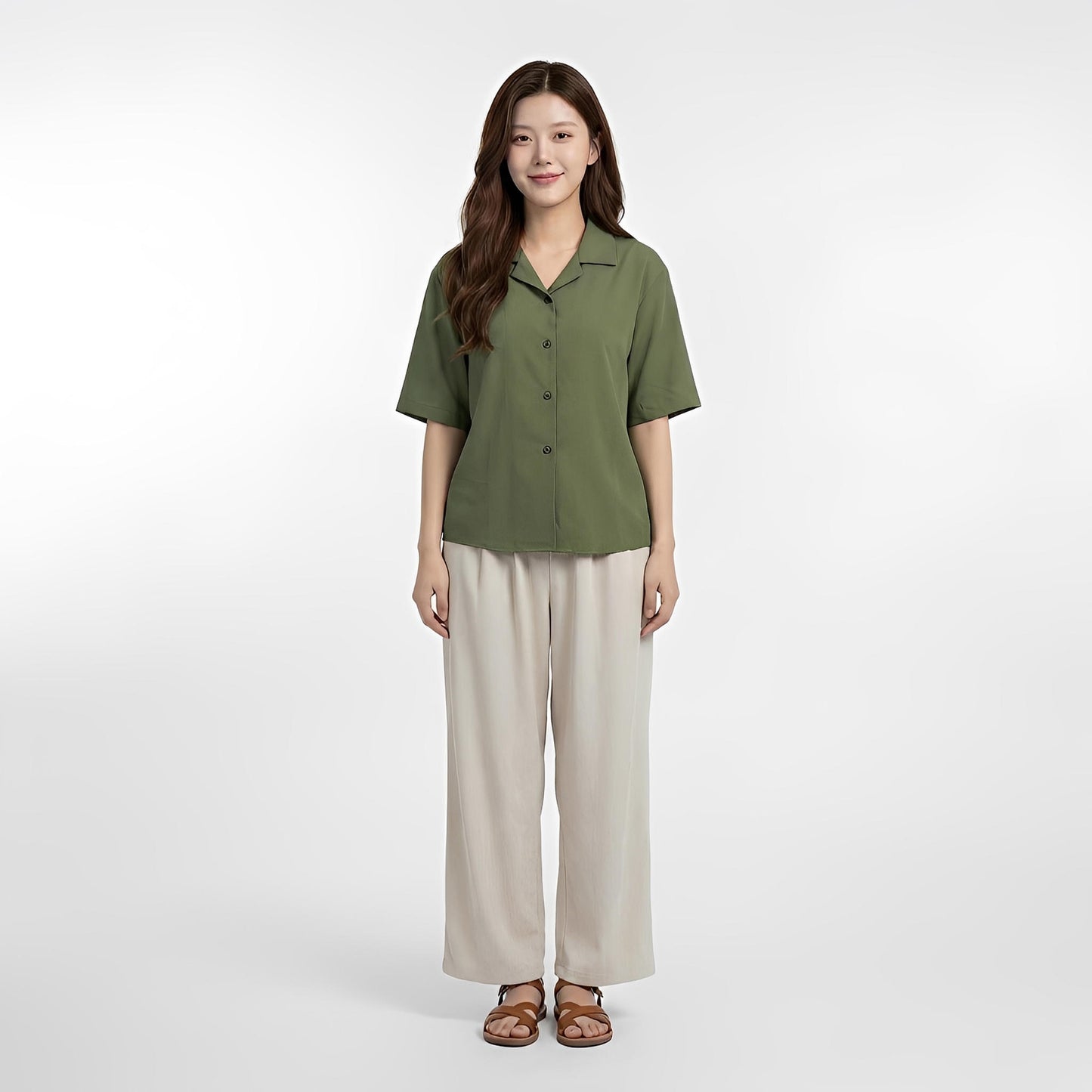 B56_ผ้าวอชเชอร์ทรงมินิมัล ดีไซน์คอปกสุดคลีน