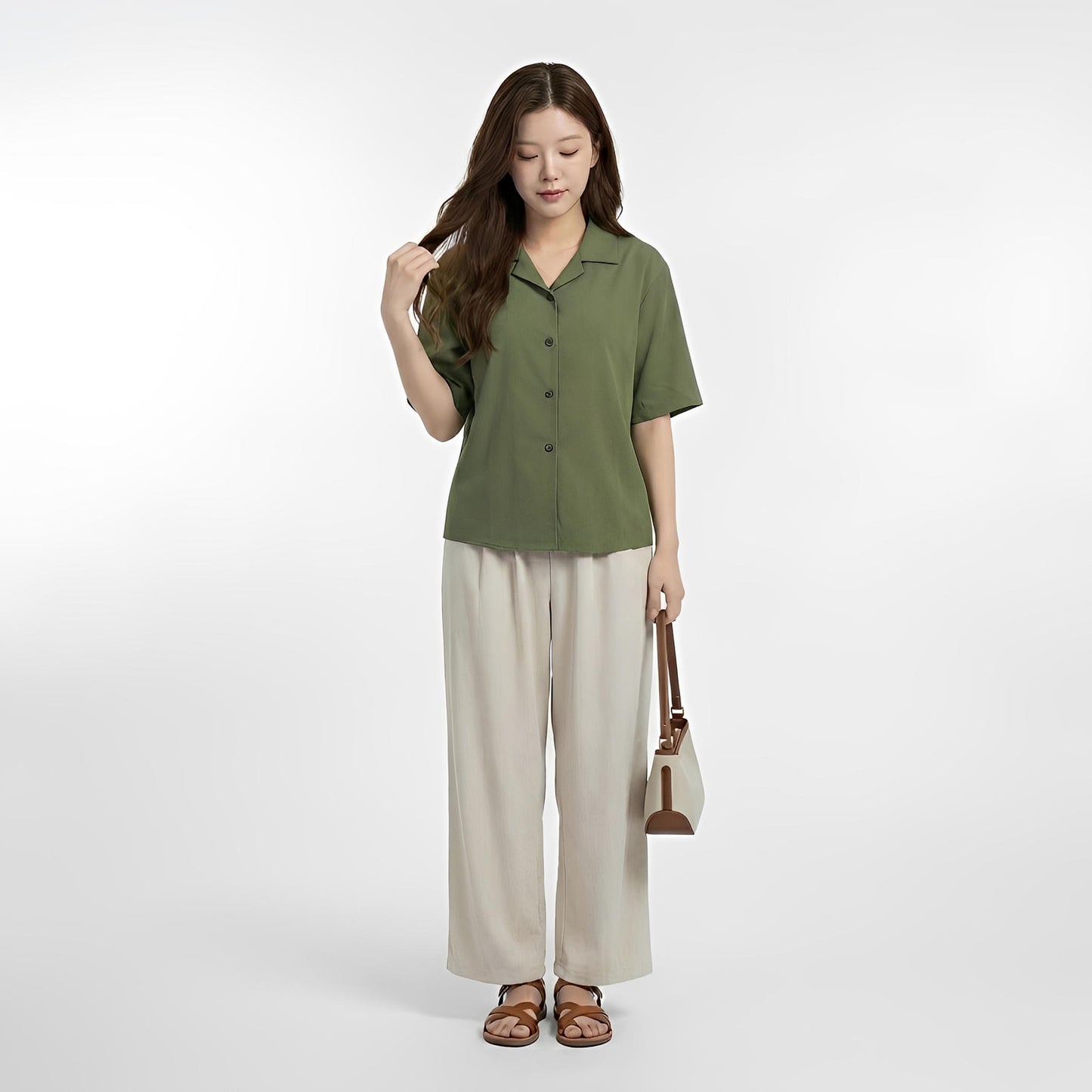 B56_ผ้าวอชเชอร์ทรงมินิมัล ดีไซน์คอปกสุดคลีน