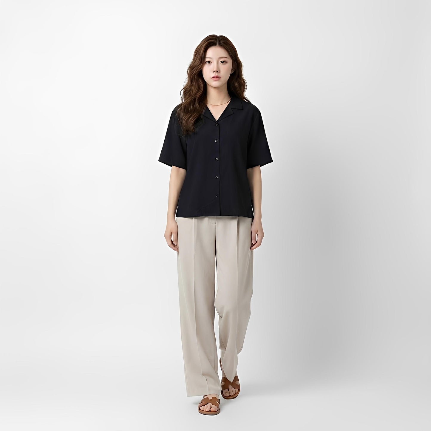 B56_ผ้าวอชเชอร์ทรงมินิมัล ดีไซน์คอปกสุดคลีน