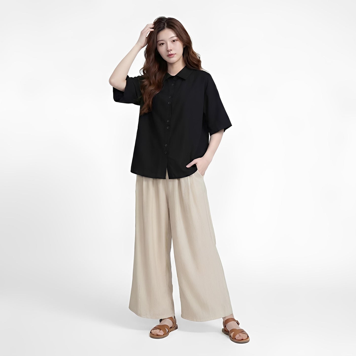 S435_เสื้อเชิ้ตผ้าโทเรเนื้อบางเบา (Easy-Iron Tetoron Shirt)