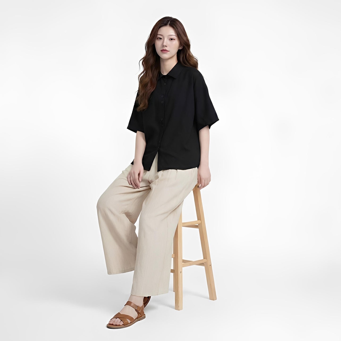 S435_เสื้อเชิ้ตผ้าโทเรเนื้อบางเบา (Easy-Iron Tetoron Shirt)