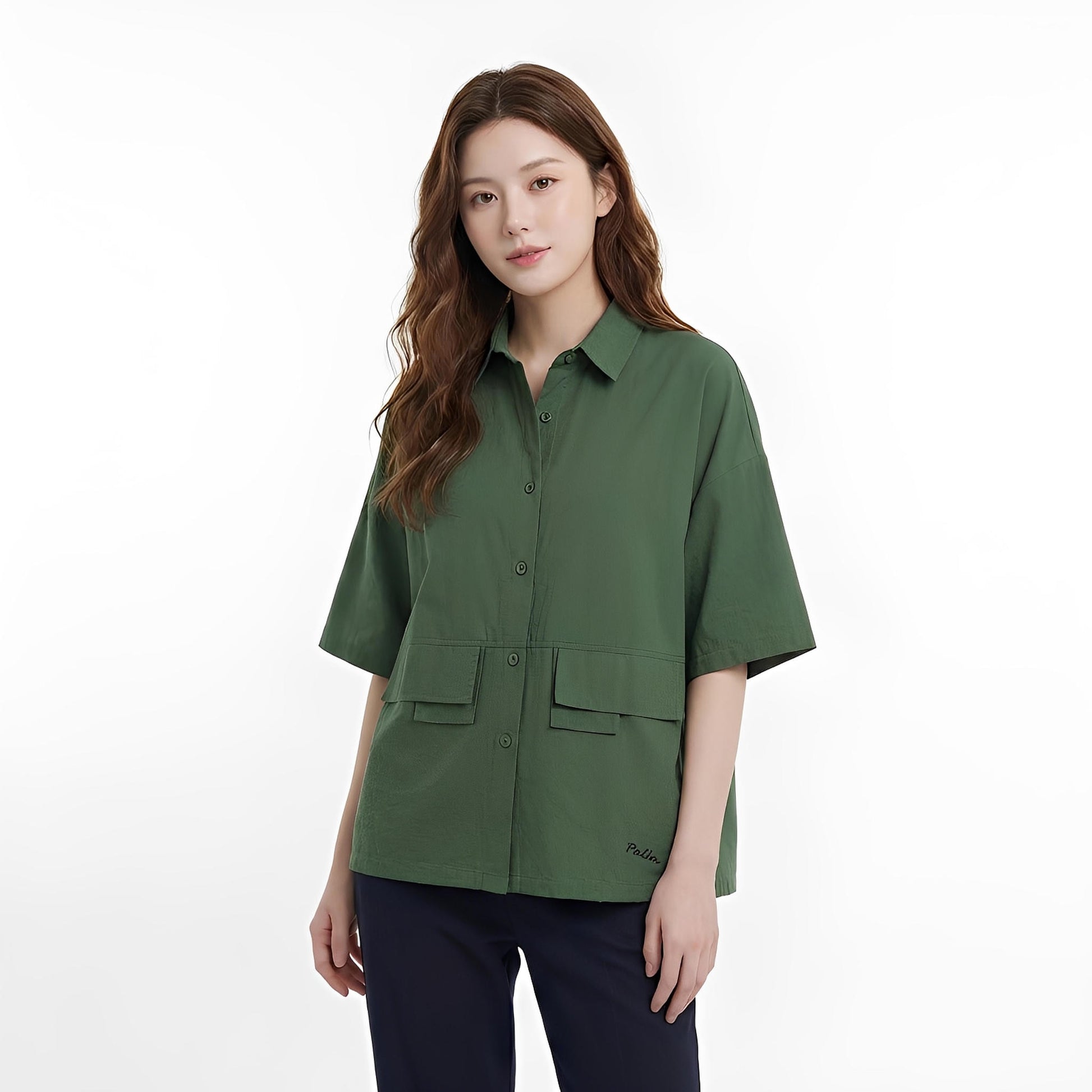S381_Workday Ease Oversized Cotton Shirt with Faux Front Pockets - PALIN2559