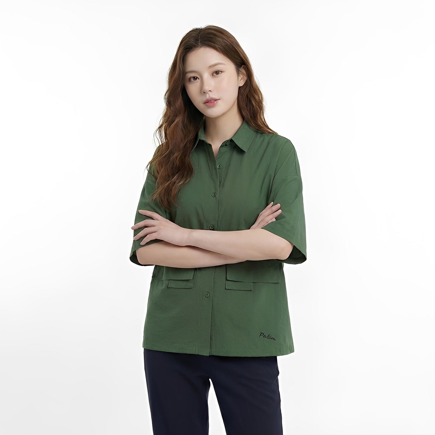 S381_Workday Ease Oversized Cotton Shirt with Faux Front Pockets - PALIN2559