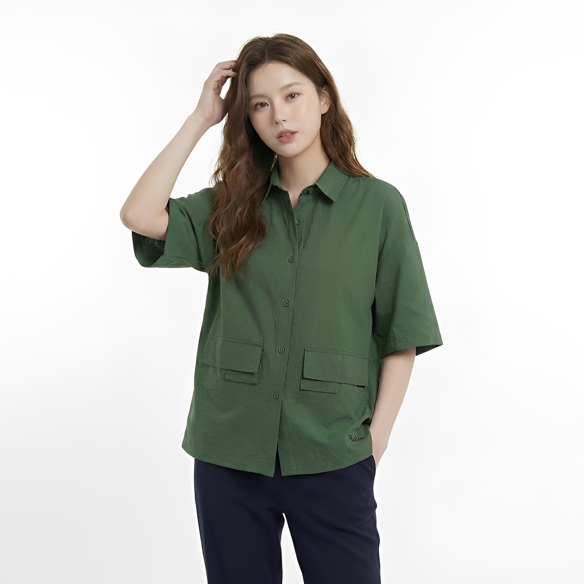 S381_Workday Ease Oversized Cotton Shirt with Faux Front Pockets - PALIN2559