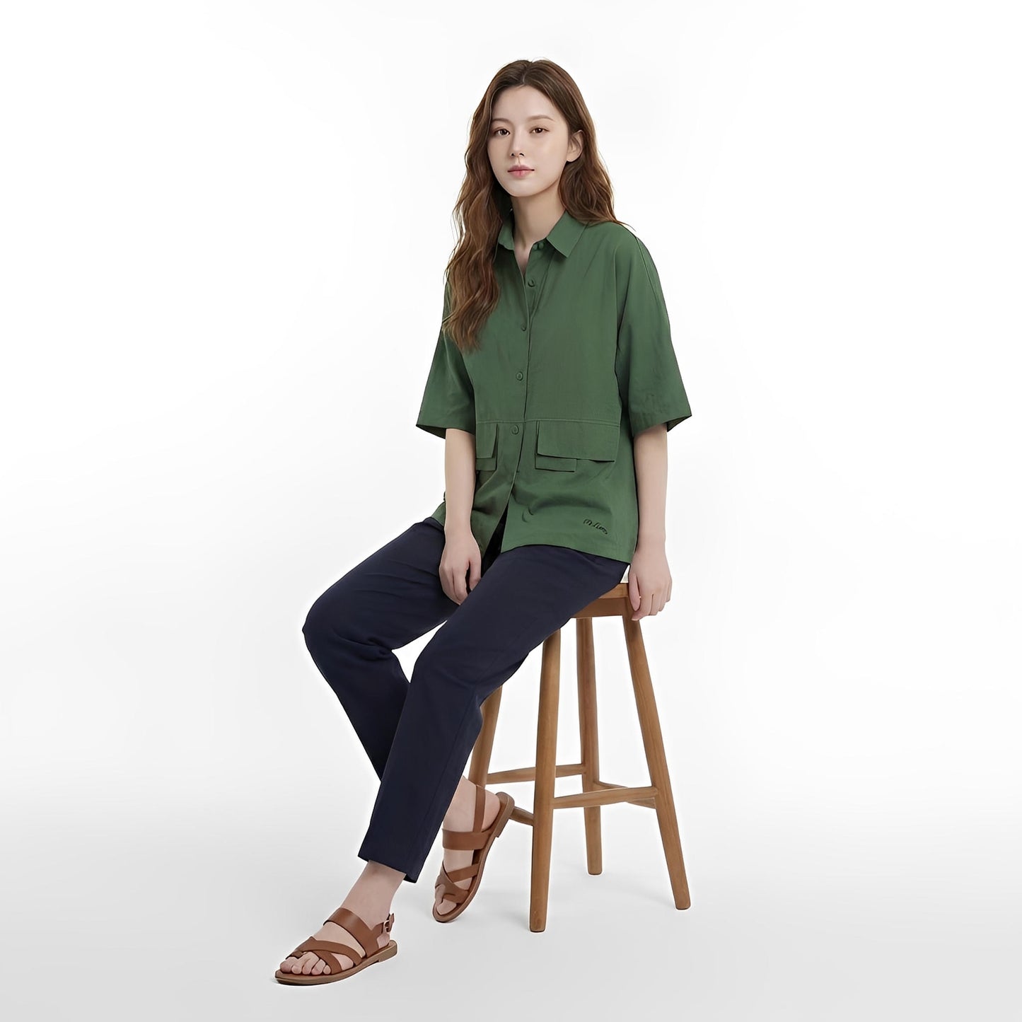 S381_Workday Ease Oversized Cotton Shirt with Faux Front Pockets - PALIN2559