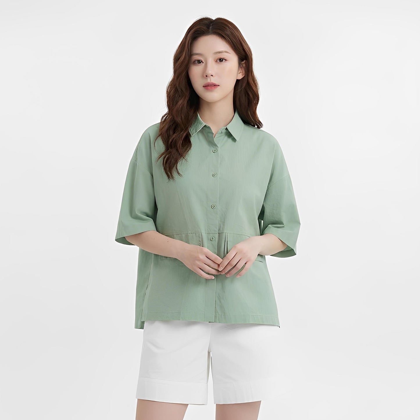 S381_Workday Ease Oversized Cotton Shirt with Faux Front Pockets - PALIN2559