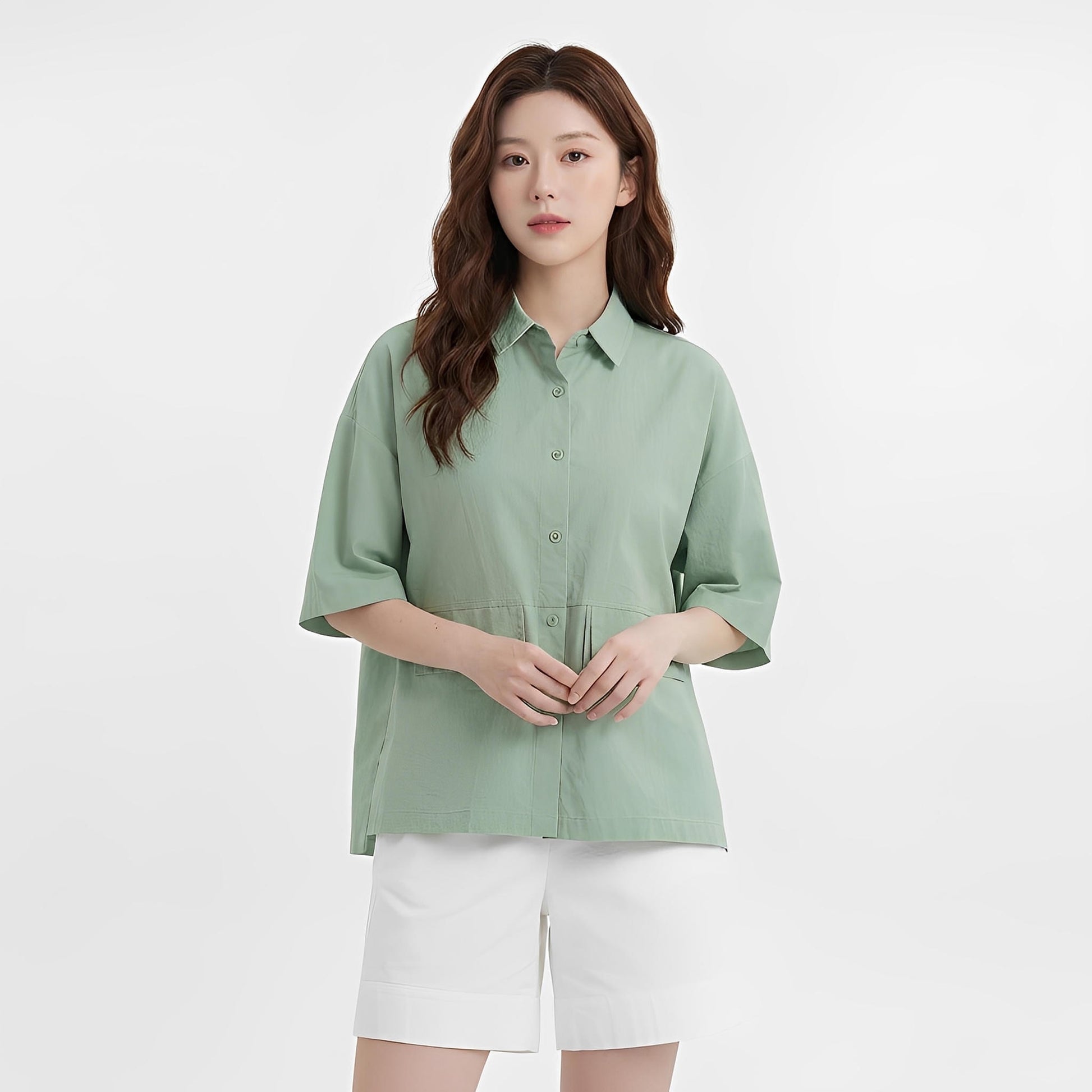 S381_Workday Ease Oversized Cotton Shirt with Faux Front Pockets - PALIN2559
