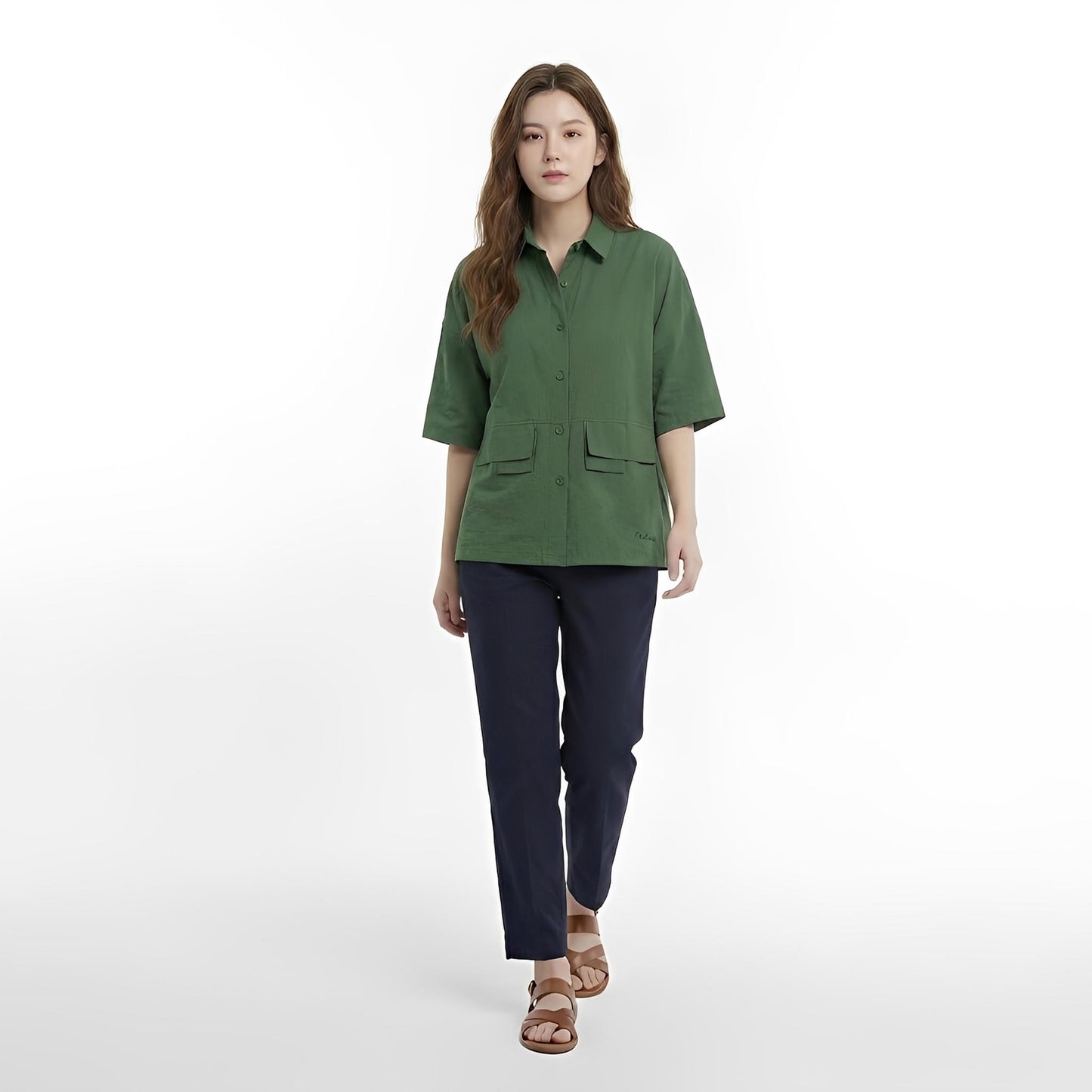 S381_Workday Ease Oversized Cotton Shirt with Faux Front Pockets - PALIN2559