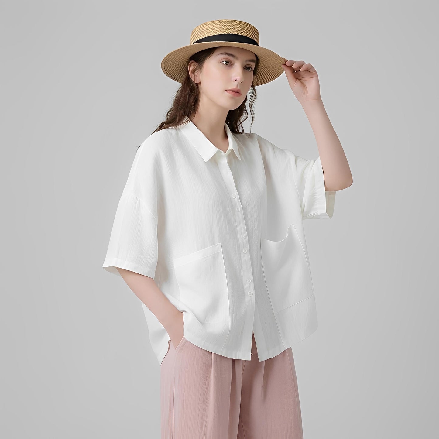 S372_Slow Breeze Oversized Cotton Shirt - PALIN2559