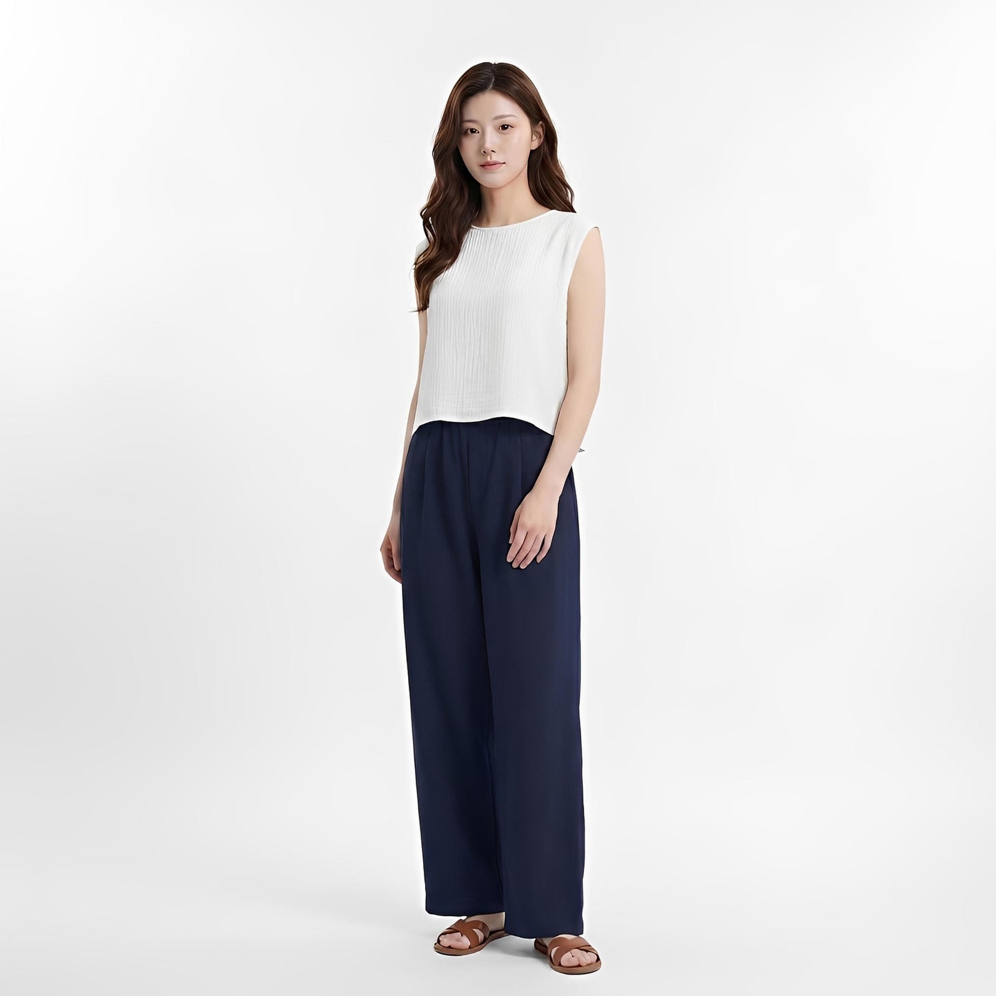 S434_Calm Air Double Gauze Cotton Sleeveless Top - PALIN2559