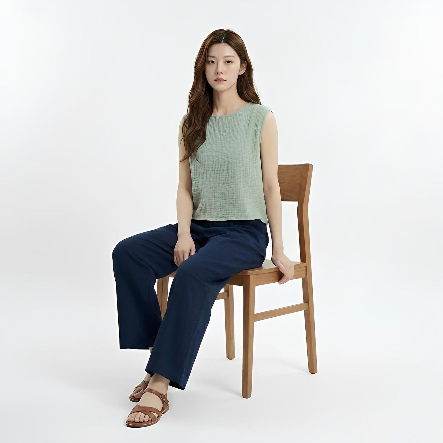 S434_Calm Air Double Gauze Cotton Sleeveless Top - PALIN2559