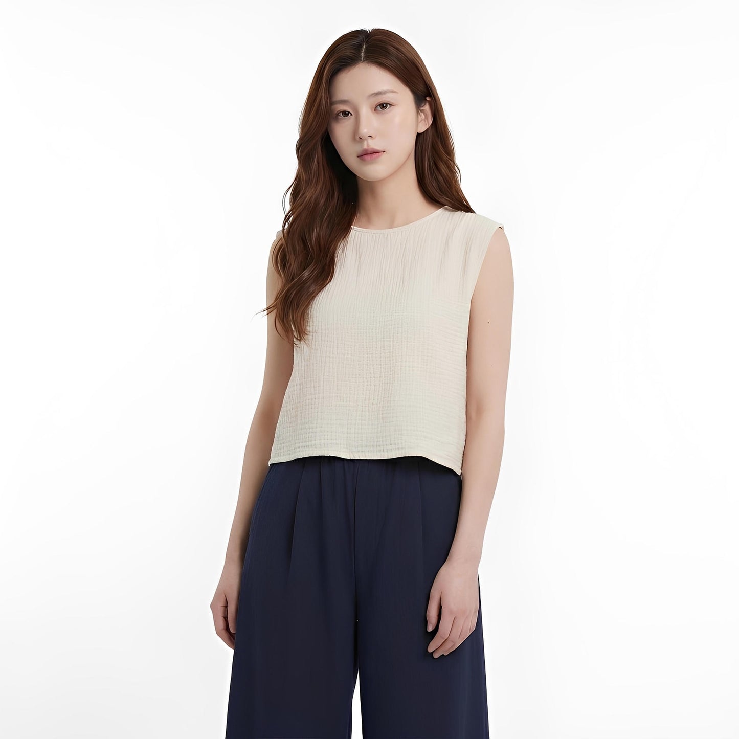 S434_Calm Air Double Gauze Cotton Sleeveless Top - PALIN2559