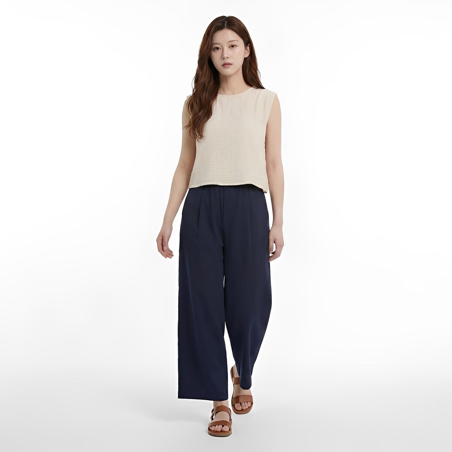 S434_Calm Air Double Gauze Cotton Sleeveless Top - PALIN2559